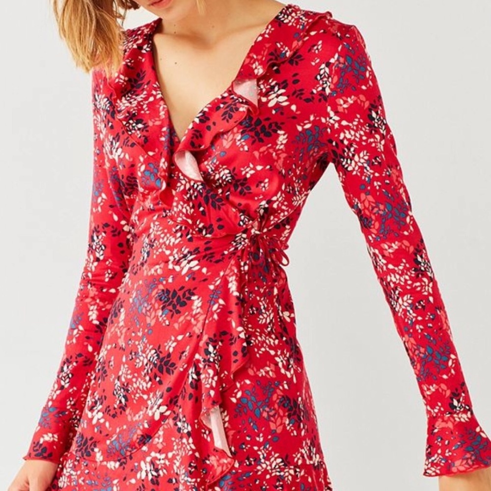 • SOLD • Urban Outfitters Floral Wrap Mini Dress - Picture 2 of 8